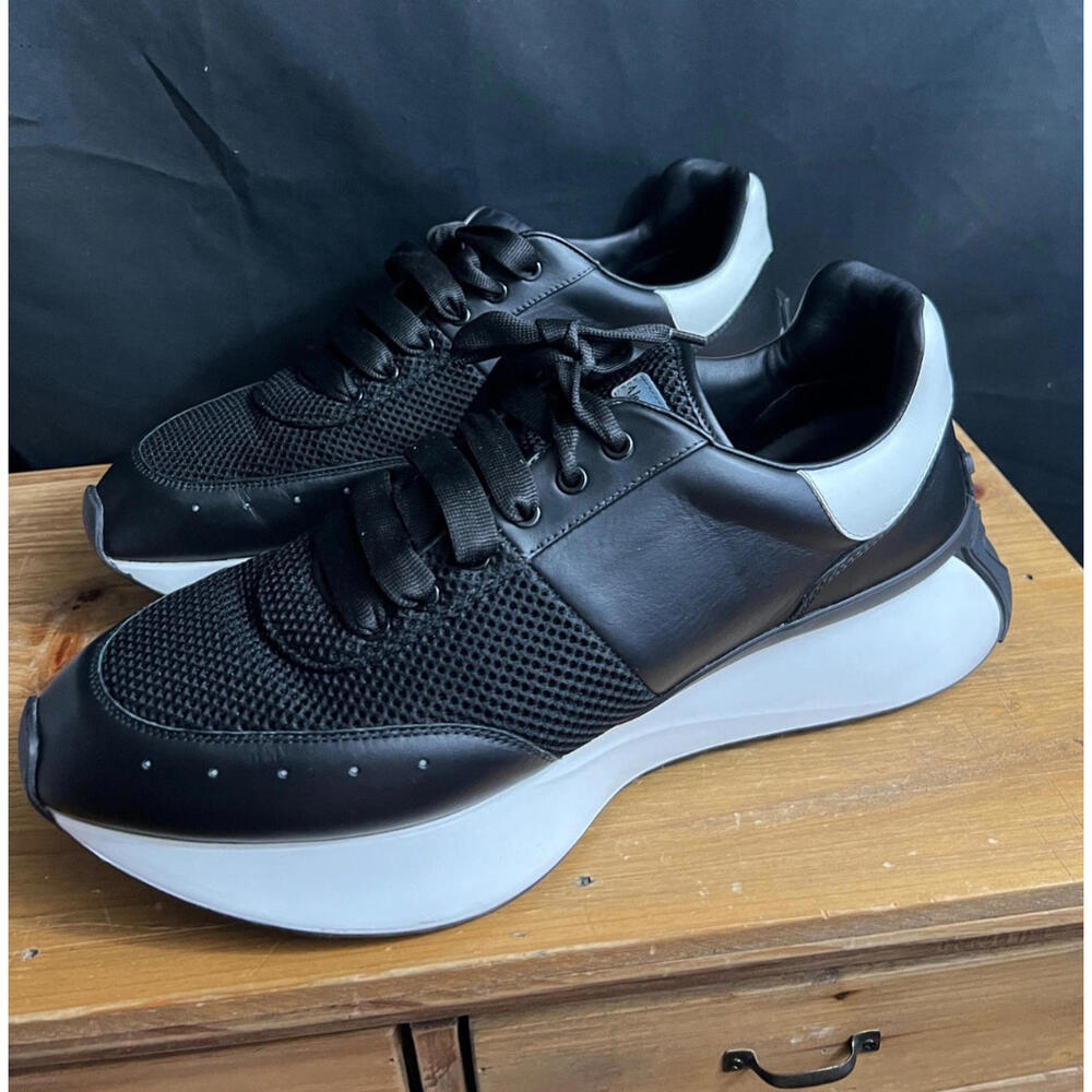 Alexander McQueen Men’s Black And White Leather/Mesh Sneakers Sz 15 (48E) $790